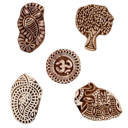 Set of 5 Piece New Mix Wooden Printing Blocks